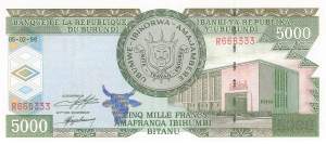 Burundi p42a 5000 Francs 1999